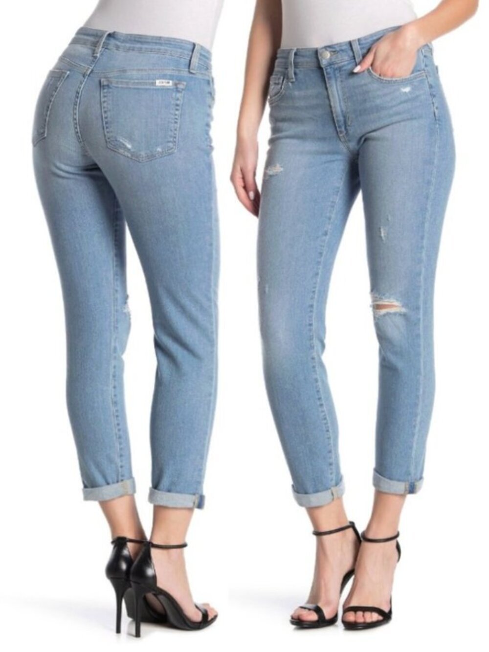 JOE'S JEANS JOES JEANS Boyfriend Slim Ankle Jeans Light Wash Ripped Cropped Crop